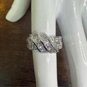 Silver CZ Ribbon Knot Ring Size 5